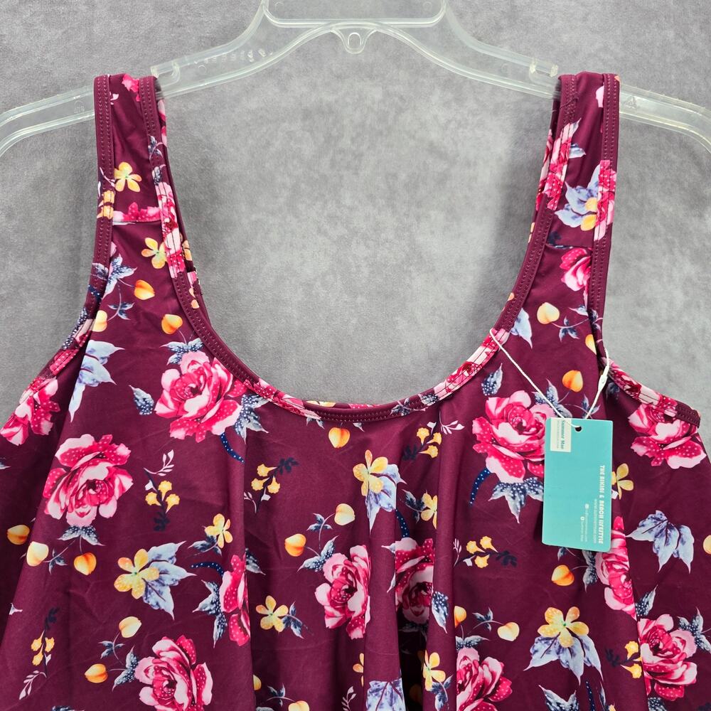 Summer Mae Purple Floral Bikini Swimwear‎ Ruffle Cropped Top L Large - Picture 3 of 6